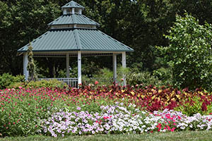 Gazebo with flower bed